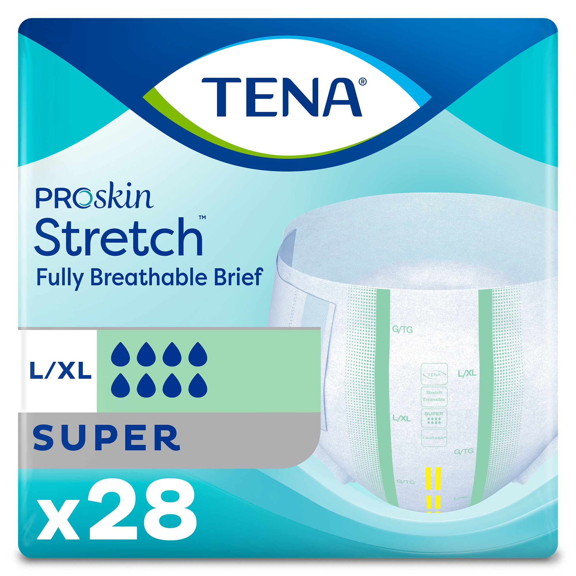 Brief Unisex Adult Incontinence Brief TENA ProSkin Stretch™ Super Large / X-Large Disposable Heavy Absorbency (28/BG 2BG/CS) by Essity Health & Medical Solutions  ID 67903